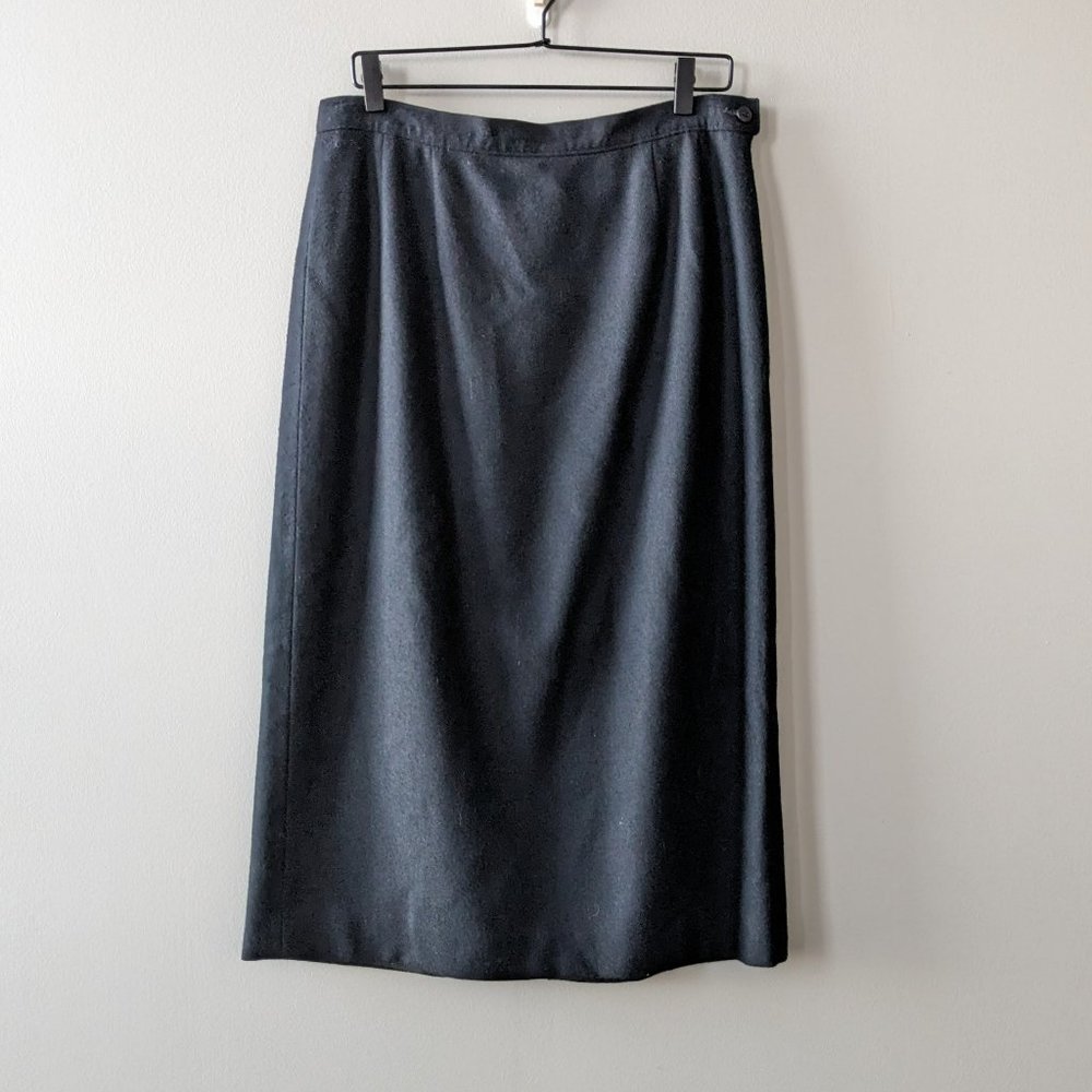 Vintage Pendleton 100% Wool Black Midi Skirt
